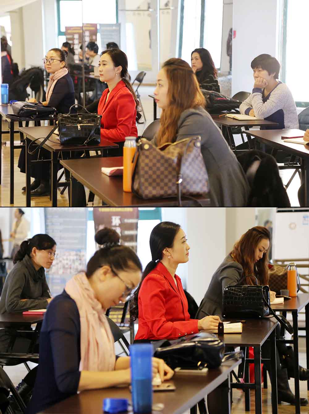 认真听讲的同学们