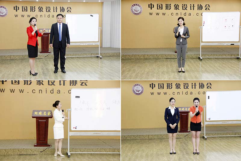 正在进行考试演讲的形象礼仪讲师们
