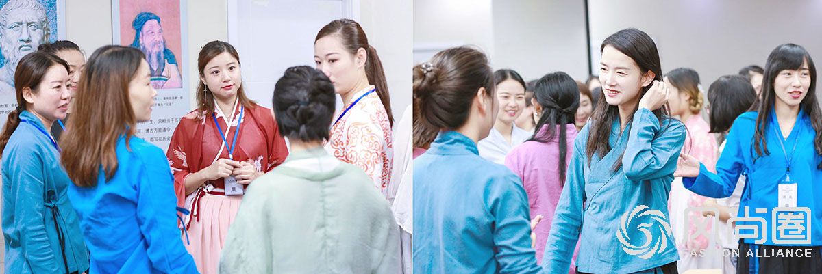 正在相互认识的小组的同学