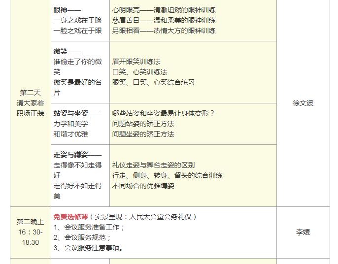 注册礼仪培训师训练营课程大纲